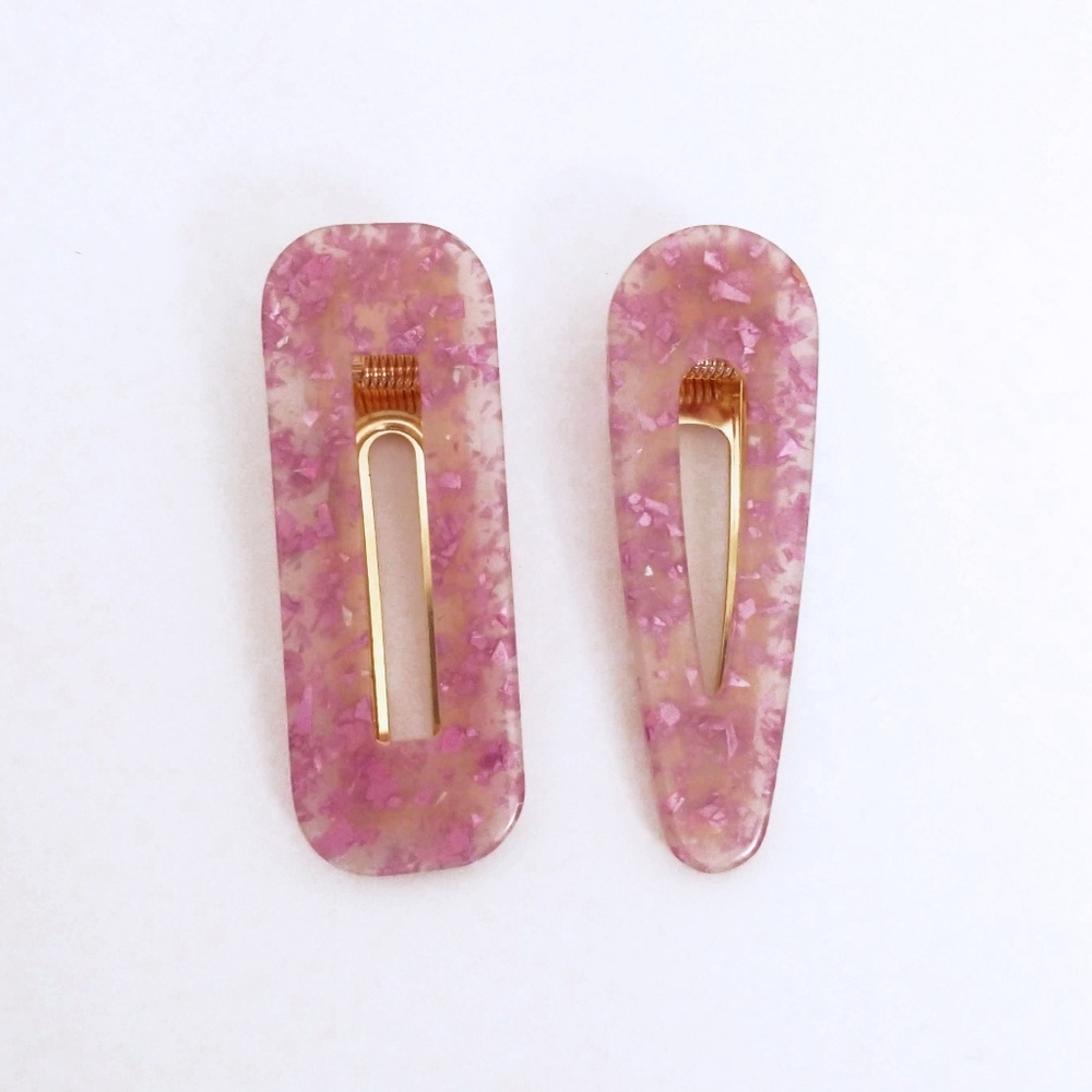 Purple Glitter Acrylic Barrette Set
